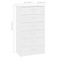 vidaXL Aparador con 6 cajones madera contrachapada blanco 50x34x96 cm vidaXL Aparador con 6 cajones madera contrachapada blanco 50x34x96 cm