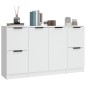 vidaXL Aparadores 3 piezas madera contrachapada blanco vidaXL Aparadores 3 piezas madera contrachapada blanco