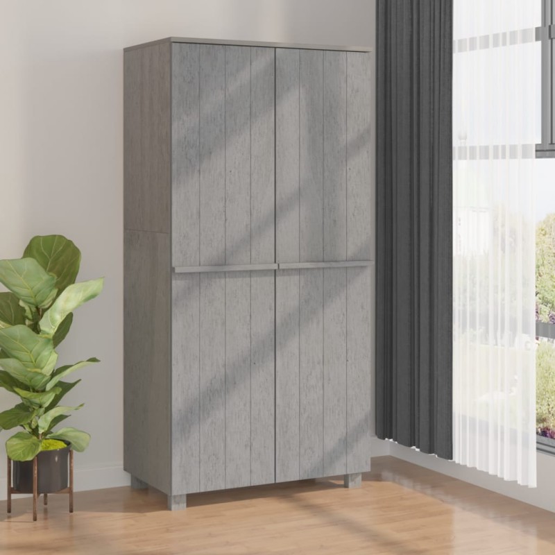 vidaXL Armario HAMAR madera maciza de pino gris claro 89x50x180 cm vidaXL Armario HAMAR madera maciza de pino gris claro 89x50x180 cm