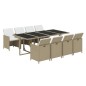 vidaXL Set comedor de jardín 9 pzas con cojines ratán sintético beige vidaXL Set comedor de jardín 9 pzas con cojines ratán sintético beige