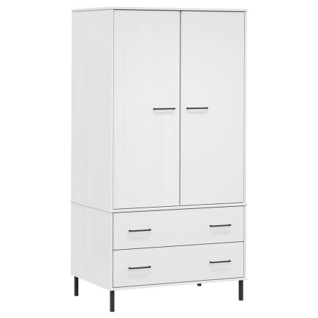 vidaXL Armario patas de metal OSLO madera maciza blanco 90x55x172,5 cm