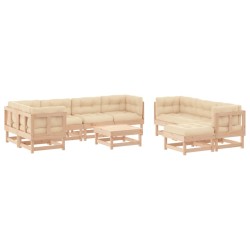 vidaXL Juego de muebles de jardín 10 piezas y cojines madera maciza
