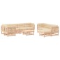 vidaXL Juego de muebles de jardín 10 piezas y cojines madera maciza vidaXL Juego de muebles de jardín 10 piezas y cojines madera maciza