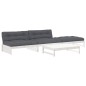 vidaXL Juego de muebles jardín 4 piezas y cojines madera maciza blanco vidaXL Juego de muebles jardín 4 piezas y cojines madera maciza blanco