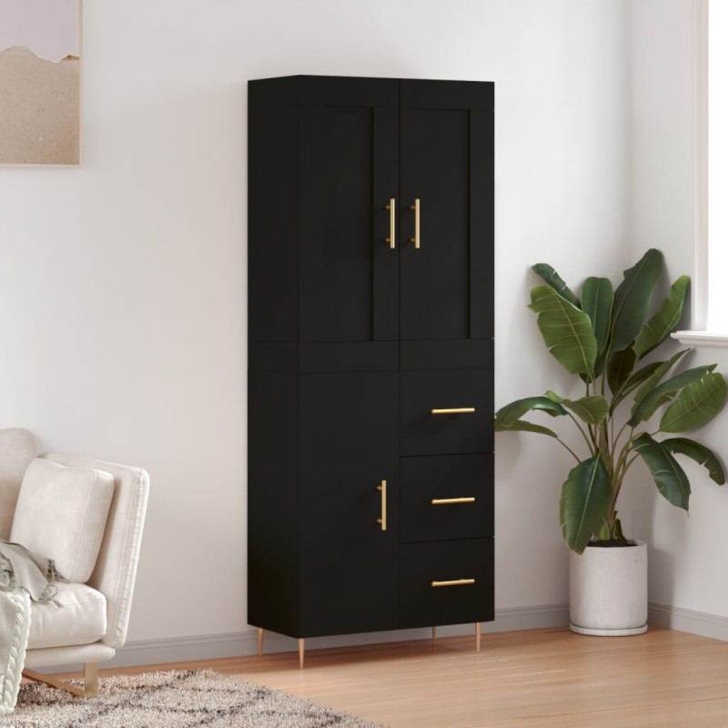 vidaXL Aparador alto madera contrachapada negro 69,5x34x180 cm vidaXL Aparador alto madera contrachapada negro 69,5x34x180 cm