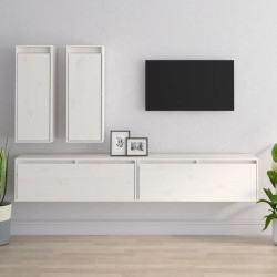 vidaXL Muebles para TV 4 piezas madera maciza de pino blanco