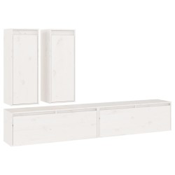 vidaXL Muebles para TV 4 piezas madera maciza de pino blanco