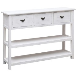 vidaXL Aparador madera maciza de paulownia blanco antiguo 108x30x76 cm