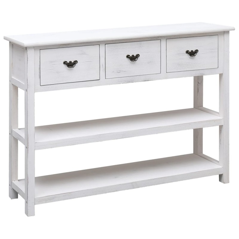 vidaXL Aparador madera maciza de paulownia blanco antiguo 108x30x76 cm vidaXL Aparador madera maciza de paulownia blanco antiguo 108x30x76 cm