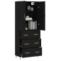 vidaXL Aparador alto madera contrachapada negro 69,5x34x180 cm vidaXL Aparador alto madera contrachapada negro 69,5x34x180 cm