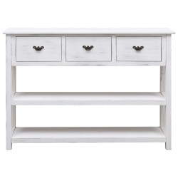 vidaXL Aparador madera maciza de paulownia blanco antiguo 108x30x76 cm