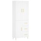 vidaXL Aparador alto madera contrachapada blanco 69,5x34x180 cm