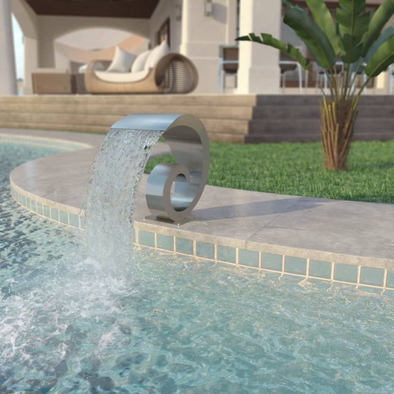 vidaXL Fuente de piscina de acero inoxidable 50x30x53 cm plateada  