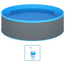 vidaXL Piscina de chapoteo con skimmer colgante y bomba 350x90 cm gris