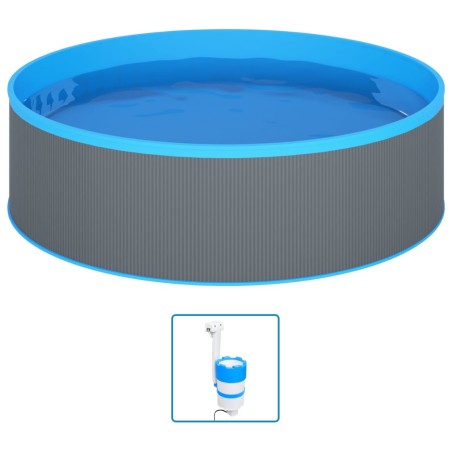 vidaXL Piscina de chapoteo con skimmer colgante y bomba 350x90 cm gris