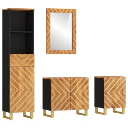 vidaXL Juego muebles de baño 4 pzas madera maciza mango marrón y negro