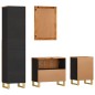 vidaXL Juego muebles de baño 4 pzas madera maciza mango marrón y negro vidaXL Juego muebles de baño 4 pzas madera maciza mango marrón y negro