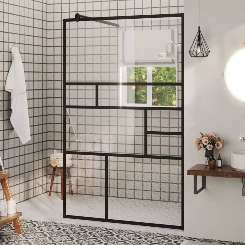 vidaXL Mampara ducha accesible vidrio ESG transparente negro 100x195cm vidaXL Mampara ducha accesible vidrio ESG transparente negro 100x195cm