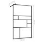 vidaXL Mampara ducha accesible vidrio ESG transparente negro 100x195cm vidaXL Mampara ducha accesible vidrio ESG transparente negro 100x195cm