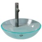 vidaXL Lavabo con grifo y tapón pulsador cristal templado transparente vidaXL Lavabo con grifo y tapón pulsador cristal templado transparente