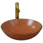 vidaXL Lavabo grifo tapón pulsador cristal templado marrón vidaXL Lavabo grifo tapón pulsador cristal templado marrón