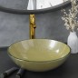vidaXL Lavabo grifo tapón pulsador cristal templado esmerilado dorado vidaXL Lavabo grifo tapón pulsador cristal templado esmerilado dorado