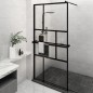 vidaXL Mampara ducha con estante vidrio ESG y aluminio negro 115x195cm vidaXL Mampara ducha con estante vidrio ESG y aluminio negro 115x195cm