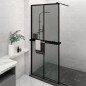vidaXL Mampara ducha con estante vidrio ESG y aluminio negro 100x195cm vidaXL Mampara ducha con estante vidrio ESG y aluminio negro 100x195cm