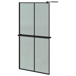 vidaXL Mampara ducha con estante vidrio ESG y aluminio negro 100x195cm