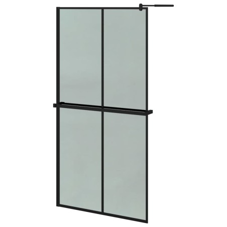 vidaXL Mampara ducha con estante vidrio ESG y aluminio negro 100x195cm