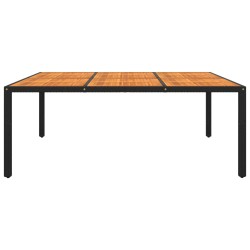 vidaXL Mesa jardín madera acacia ratán sintético negro 200x150x75 cm