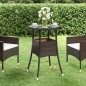 vidaXL Mesa de jardín vidrio templado ratán sintético marrón Ø60x75 cm vidaXL Mesa de jardín vidrio templado ratán sintético marrón Ø60x75 cm