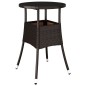 vidaXL Mesa de jardín vidrio templado ratán sintético marrón Ø60x75 cm vidaXL Mesa de jardín vidrio templado ratán sintético marrón Ø60x75 cm