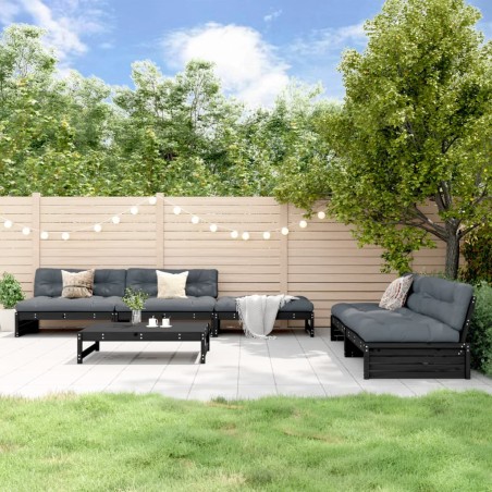 vidaXL Juego muebles de jardín 6 piezas madera maciza pino negro