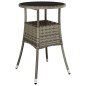 vidaXL Mesa de jardín vidrio templado y ratán sintético gris Ø60x75 cm vidaXL Mesa de jardín vidrio templado y ratán sintético gris Ø60x75 cm