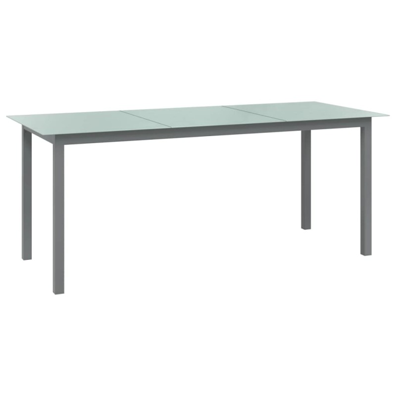 vidaXL Mesa de jardín de aluminio y vidrio gris claro 190x90x74 cm vidaXL Mesa de jardín de aluminio y vidrio gris claro 190x90x74 cm