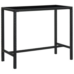 vidaXL Mesa alta de jardín ratán sintético y vidrio negro 130x60x110cm