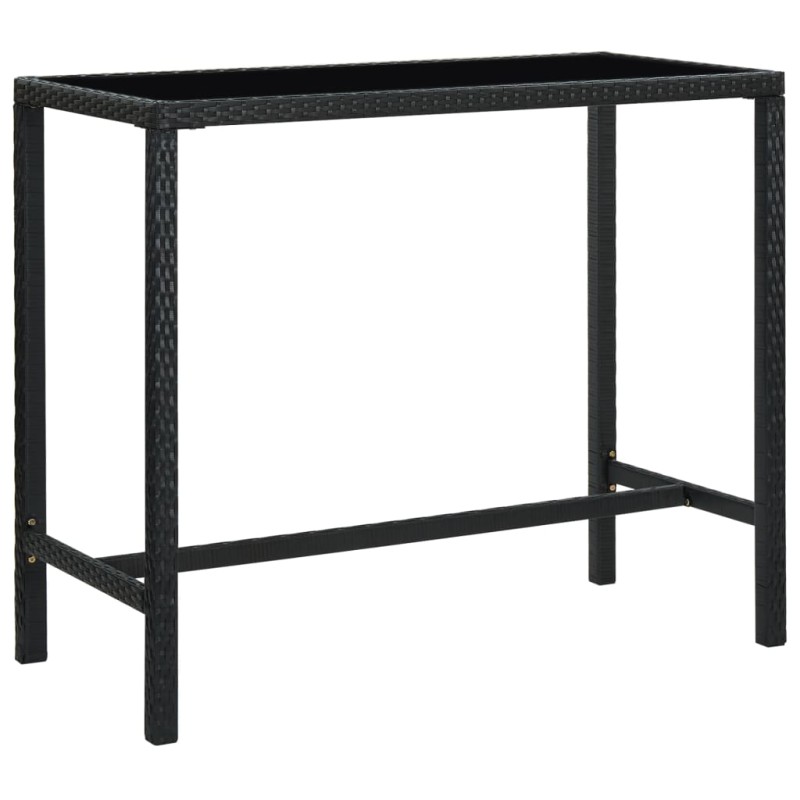 vidaXL Mesa alta de jardín ratán sintético y vidrio negro 130x60x110cm vidaXL Mesa alta de jardín ratán sintético y vidrio negro 130x60x110cm