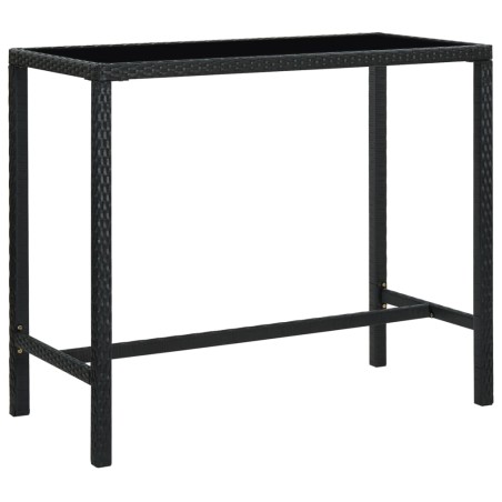 vidaXL Mesa alta de jardín ratán sintético y vidrio negro 130x60x110cm