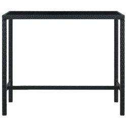 vidaXL Mesa alta de jardín ratán sintético y vidrio negro 130x60x110cm