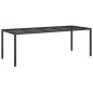 vidaXL Mesa de jardín de vidrio templado ratán PE marrón 250x100x75 cm vidaXL Mesa de jardín de vidrio templado ratán PE marrón 250x100x75 cm