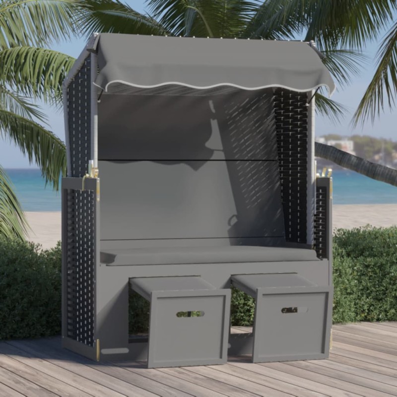 vidaXL Silla Strandkorb dosel ratán sintético madera antracita blanco vidaXL Silla Strandkorb dosel ratán sintético madera antracita blanco