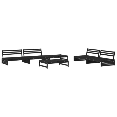 vidaXL Juego muebles de jardín 6 piezas madera maciza pino negro