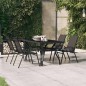 vidaXL Mesa de jardín acero y vidrio negra 140x70x70 cm vidaXL Mesa de jardín acero y vidrio negra 140x70x70 cm