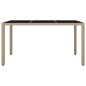 vidaXL Mesa de jardín ratán beige y superficie de vidrio templado