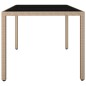 vidaXL Mesa de jardín ratán beige y superficie de vidrio templado