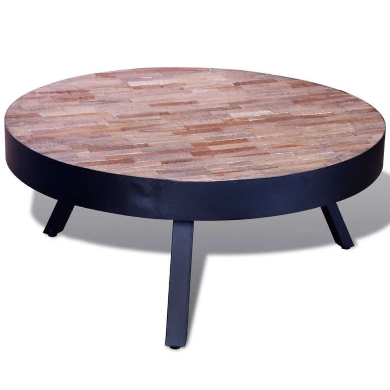vidaXL Mesita baja de centro redonda de madera de teca reciclada vidaXL Mesita baja de centro redonda de madera de teca reciclada