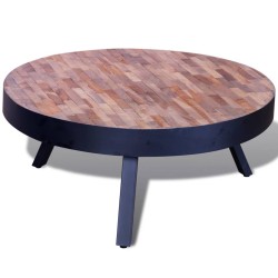 vidaXL Mesita baja de centro redonda de madera de teca reciclada 
