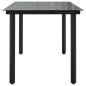 vidaXL Mesa comedor jardín acero y vidrio templado negro 160x80x74 cm