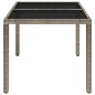 vidaXL Mesa de jardín superficie de vidrio ratán PE gris 90x90x75 cm